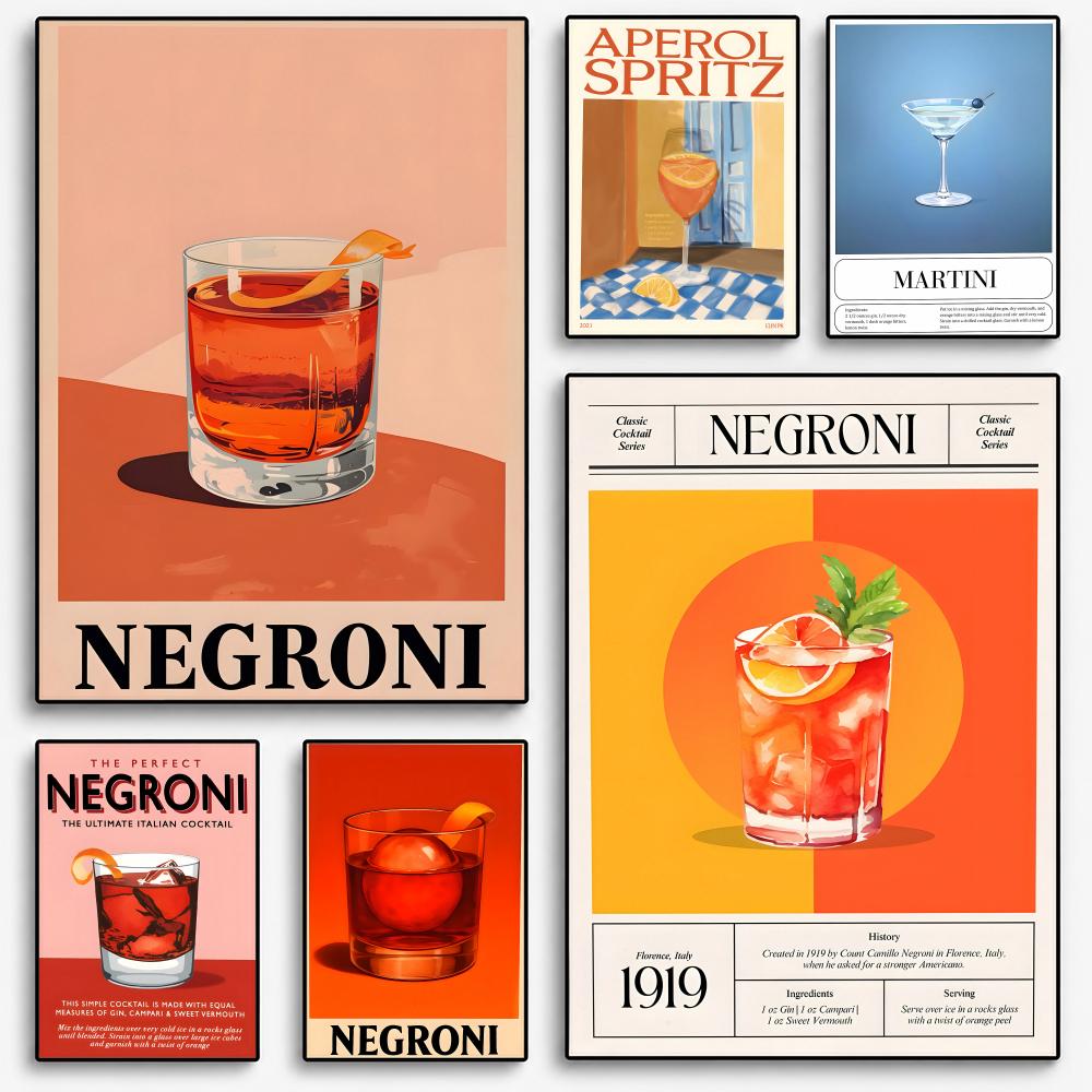 Interior Design Poster - Retro Modern Classic Negroni Cocktail Alcohol