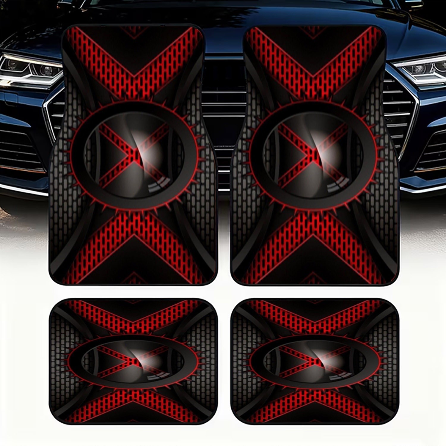 4pcs Car Floor Mats, Black & R - огляд і ціна Interior Design Tech