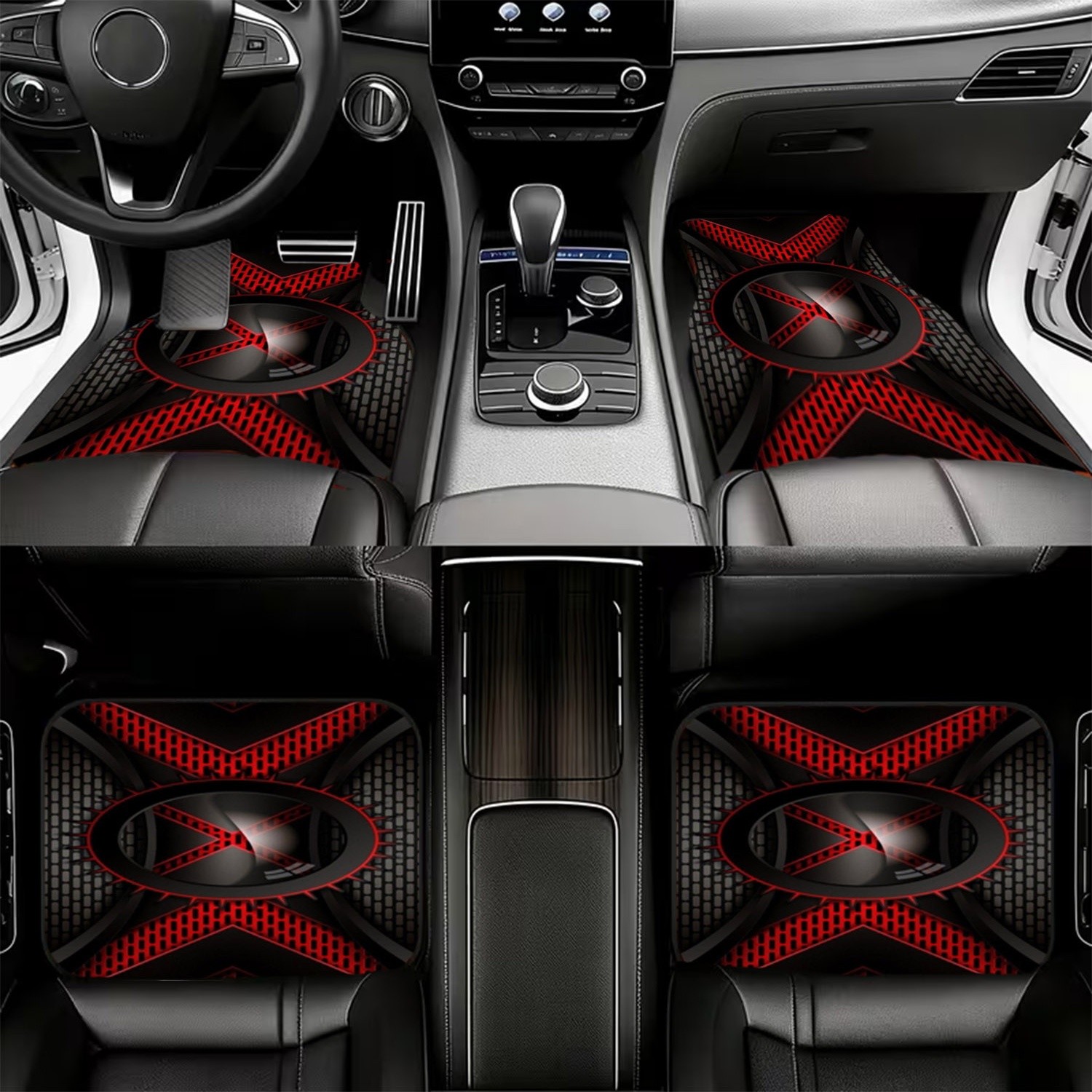 4pcs Car Floor Mats, Black & R - огляд і ціна Interior Design Tech