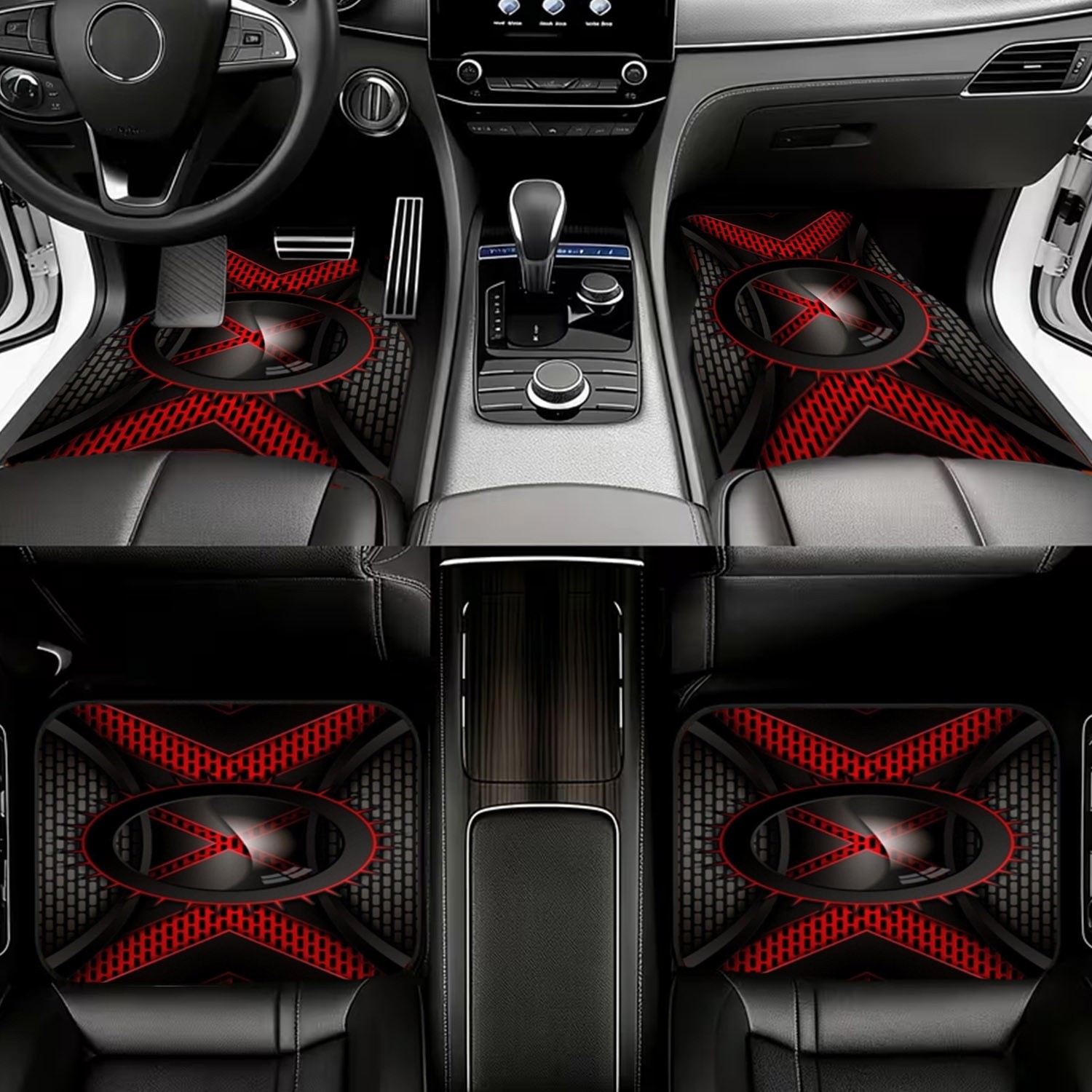 4pcs Car Floor Mats, Black & R - огляд і ціна Interior Design Tech